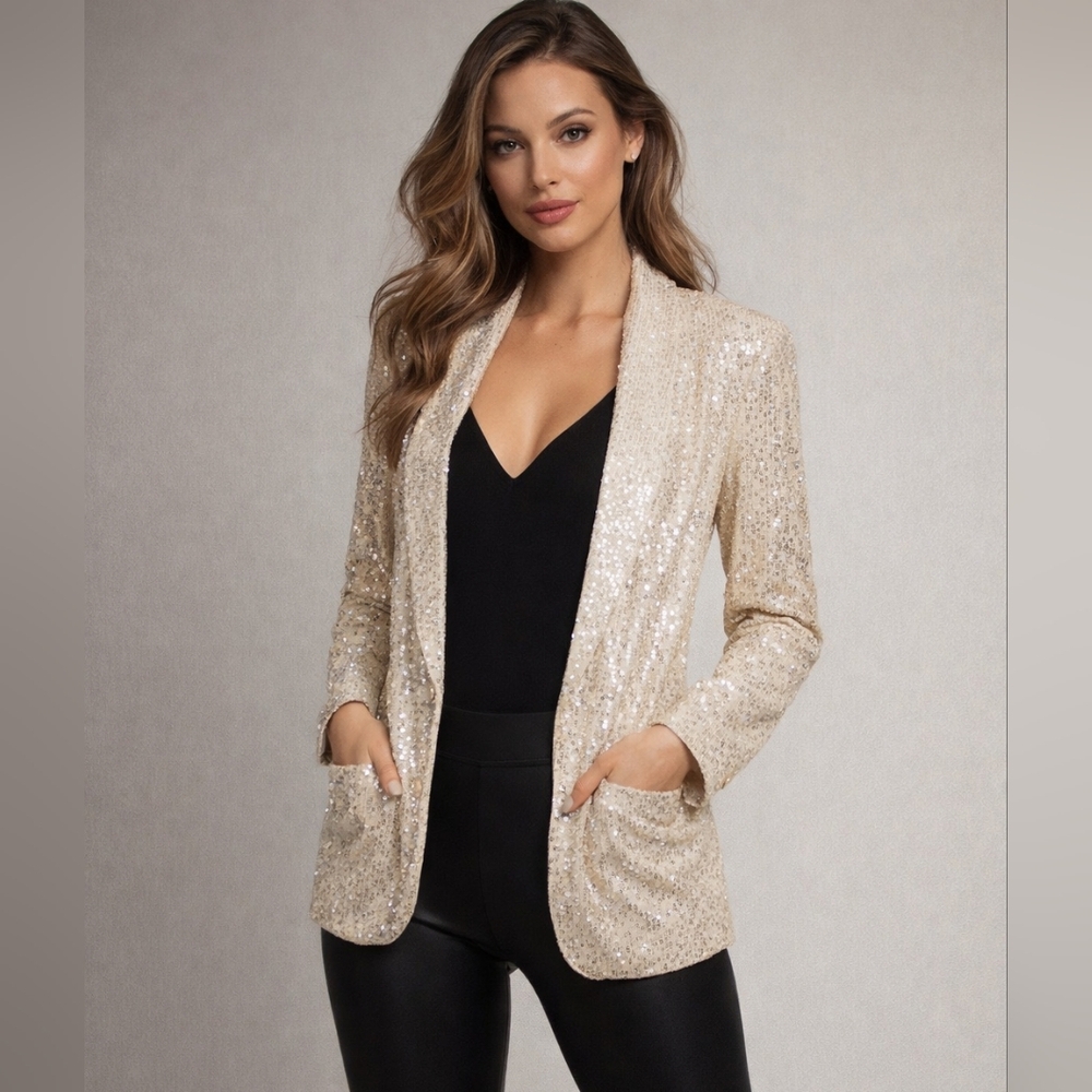 Full Sequined Lined Jacket Size Large - image 1